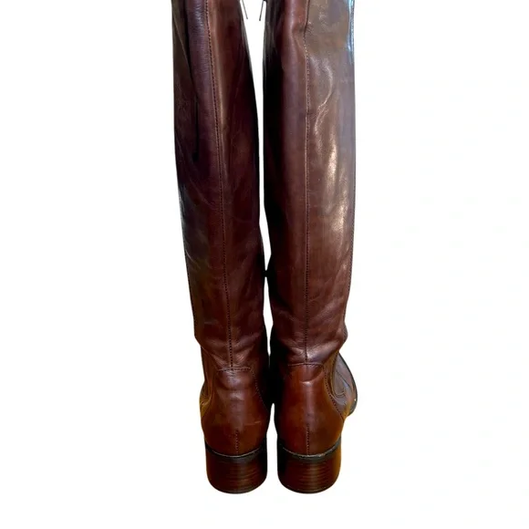 Born Brown Leather Boots with Block Heel 7.5 size stretch calf excellent condit - Picture 6 of 12